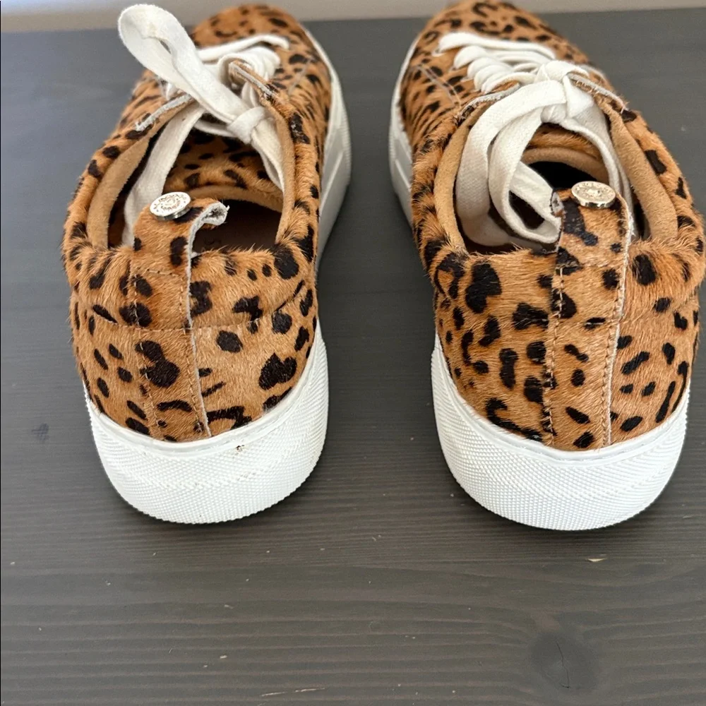 Jack Rogers Paige Platform‎ Sneakers leopard Animal print calf hair lace up Sz 7